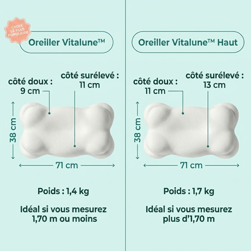 Oreiller Vitalune™ – Soutien ergonomique & alignement cervical