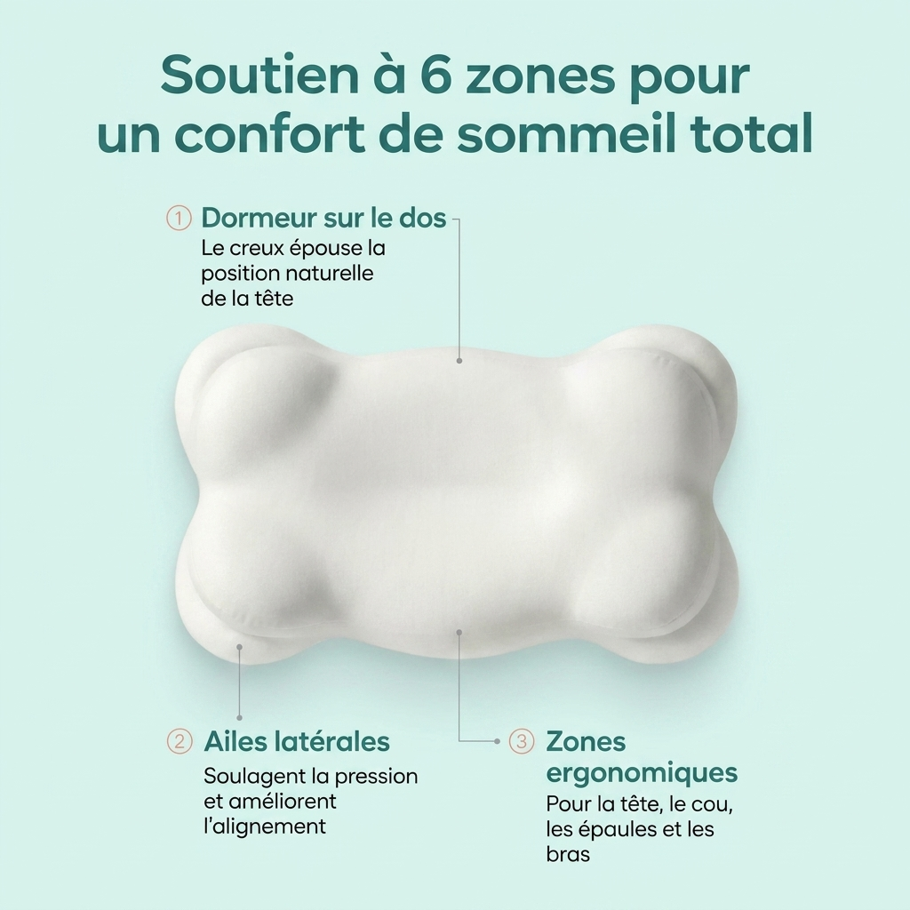 Oreiller Vitalune™ – Soutien ergonomique & alignement cervical