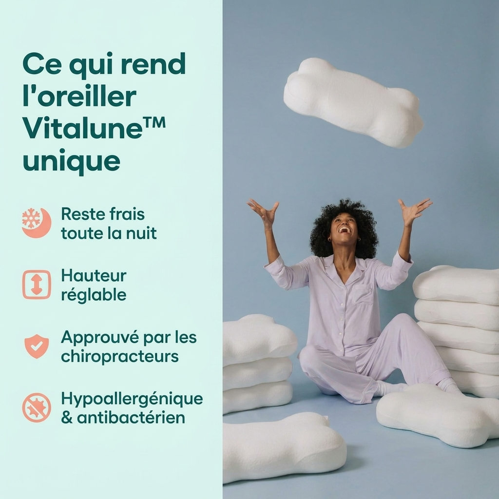 Oreiller Vitalune™ – Soutien ergonomique & alignement cervical